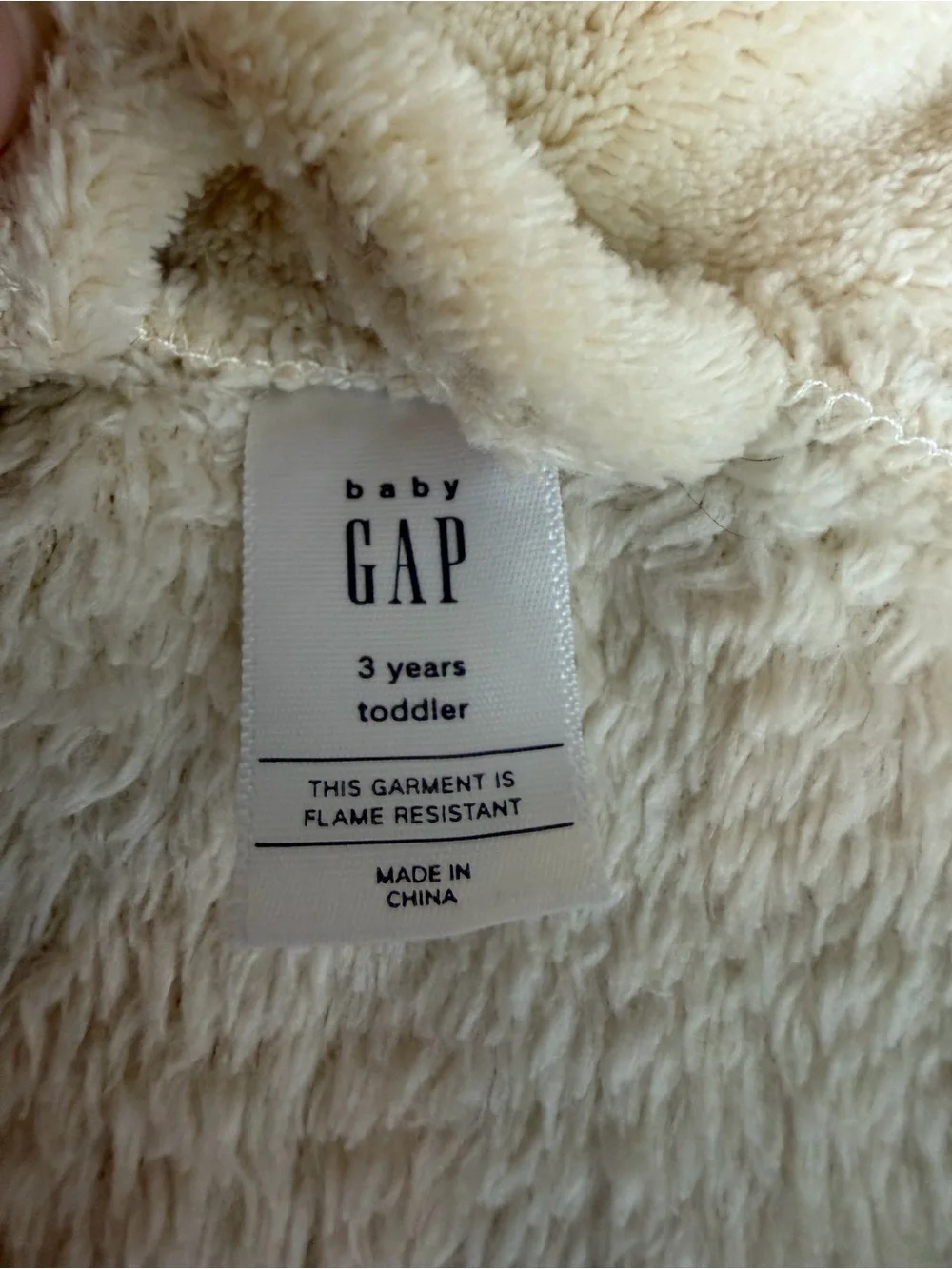 Baby Gap Toddler 3T Cream Plush Bear Hooded Fleece Bath Robe Cozy